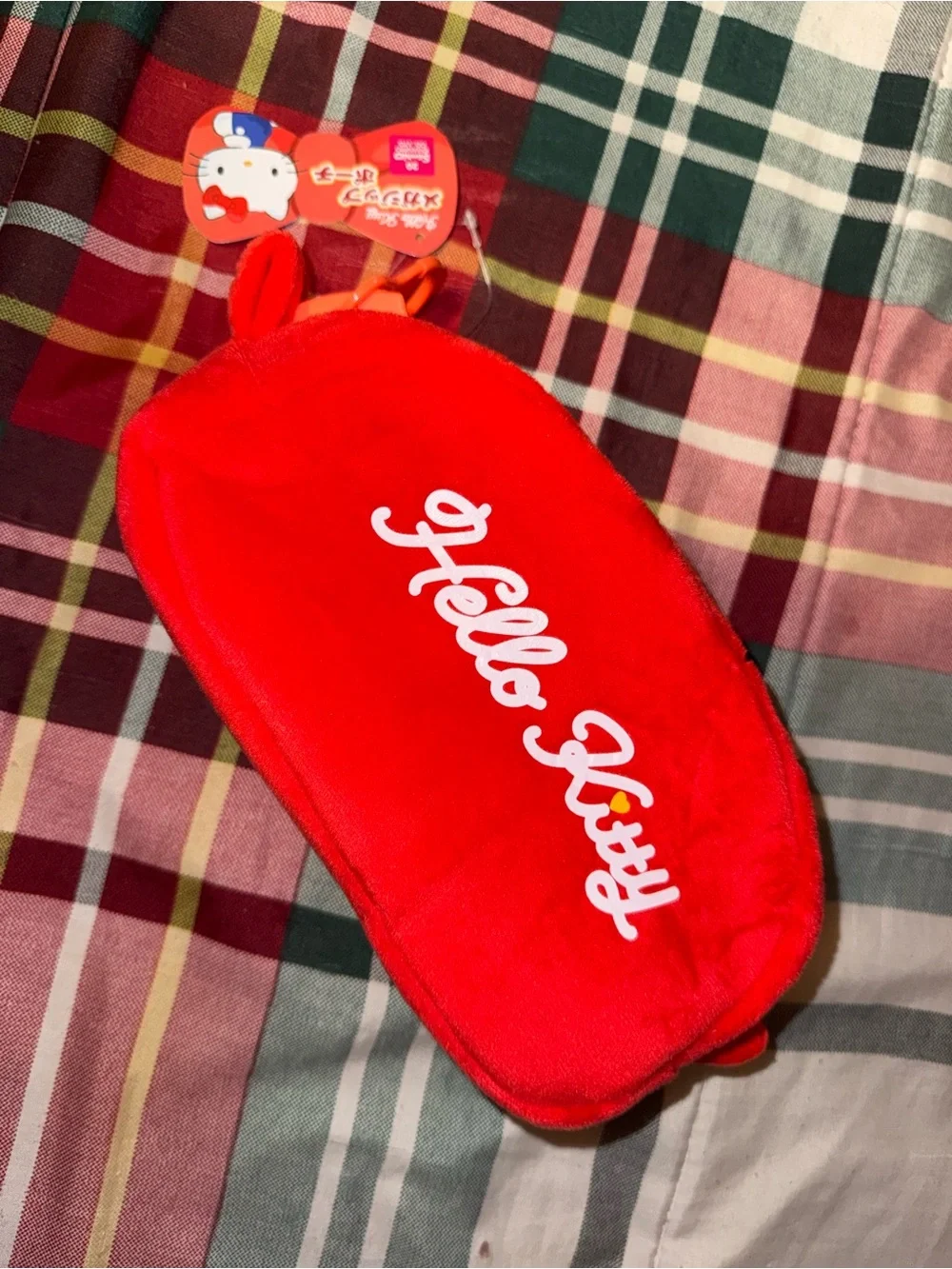 Hello Kitty Red & White Plush Coin Pouch with Bow
